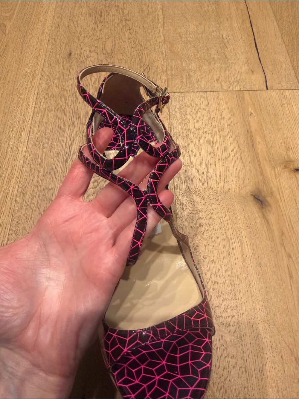 Jimmy Choo Black and Pink Geometric Strappy Stiletto Sandals - Picture 13 of 13